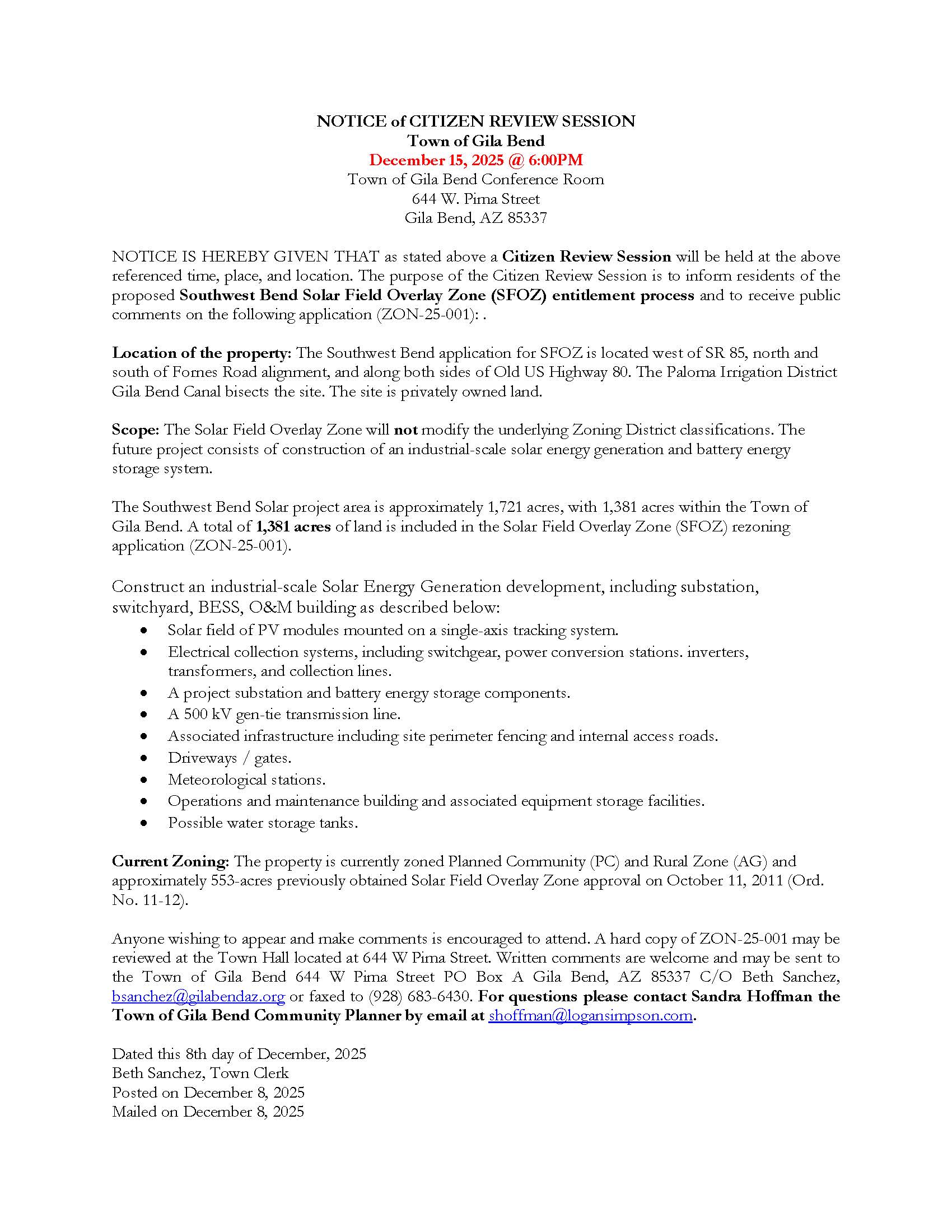 NOTICE Southwest Bend SFOZ Citizen Review Session_251215-Updated
